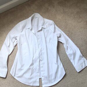 Time & Tru White Button-Down Shirt (Large 12-14)